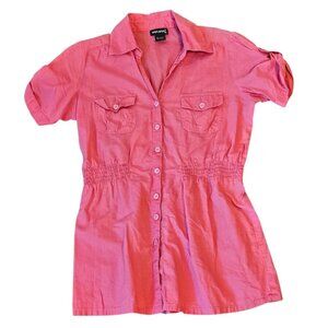 Wet Seal Shirt Women Small Pink Y2K Cotton Short Sleeve Button Up Collared